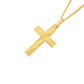 9ct-Gold-Striped-Cross-Pendant on sale
