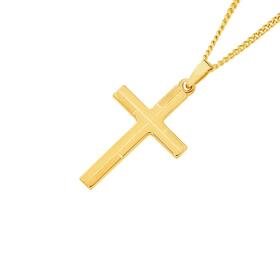 9ct-Gold-Geometric-Patterned-Cross-Pendant on sale