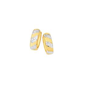 9ct-Gold-Two-Tone-5x12mm-Diamond-Cut-Striped-Huggie-Earrings on sale