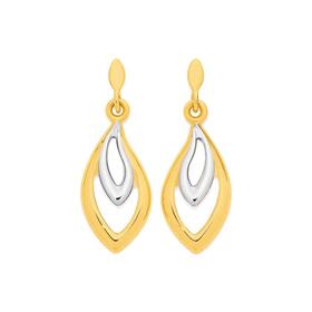 9ct-Gold-Two-Tone-Double-Swirl-Eyelet-Drop-Stud-Earrings on sale