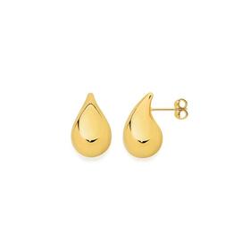 9ct-Gold-20mm-Puff-Teardrop-Stud-Earrings on sale
