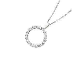 Alora-10ct-White-Gold-1-Carat-Total-Weight-Lab-Grown-Diamond-Circle-Pendant on sale