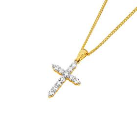 Alora-10ct-Gold-12-Carat-TW-Lab-Grown-Diamond-Cross-Pendant on sale