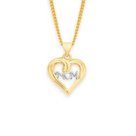 9ct-Gold-Two-Tone-Mum-Heart-Pendant on sale