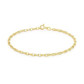 9ct-Gold-Two-Tone-195cm-Diamond-Cut-Oval-Double-Belcher-Bracelet on sale