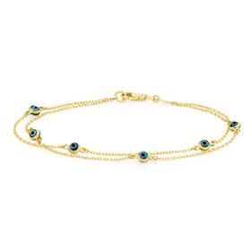 9ct-Gold-19cm-Double-Strand-Evil-Eye-Bracelet on sale