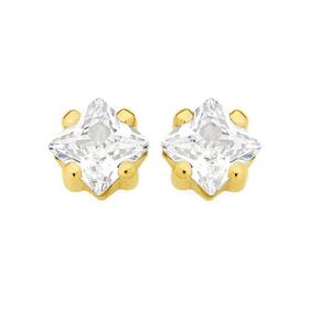 9ct+Gold+Cubic+Zirconia+Stud+Earrings