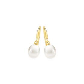 9ct-Gold-Cultured-Freshwater-Pearl-Hook-Earrings on sale