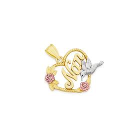 9ct-Gold-Tri-Tone-Nan-Heart-Pendant on sale