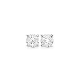 9ct+White+Gold+Diamond+Magic+Facets+Stud+Earrings