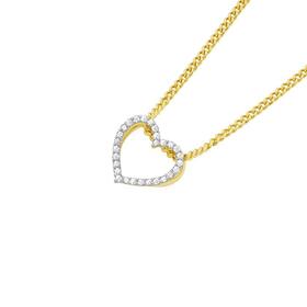 9ct+Gold+Diamond+Heart+Slider+Pendant