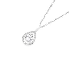 Sterling-Silver-Cubic-Zirconia-Beaded-Pear-Frame-Pendant on sale