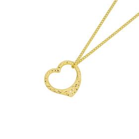 9ct+Gold+16mm+Floating+Heart+Pendant