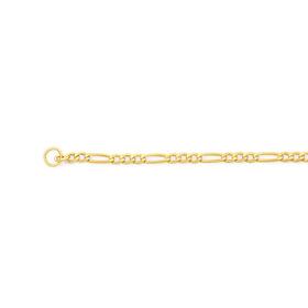 9ct+Gold+45cm+Solid+Figaro+3%2B1+Chain
