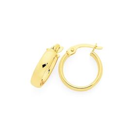 9ct+Gold+3x10mm+Half+Round+Hoop+Earrings