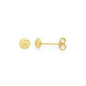 9ct+Gold+4mm+Diamond-cut+Button+Stud+Earrings