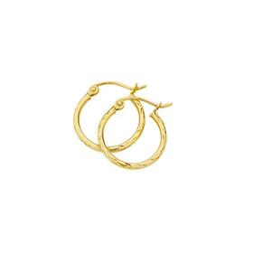 9ct+Gold+1.5x10mm+Diamond-cut+Hoop+Earrings