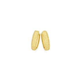 9ct+Gold+12mm+Diamond+Cut+Half+Round+Huggie+Earrings