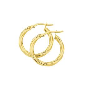 9ct+Gold+2.5x15mm+Twist+Hoop+Earrings