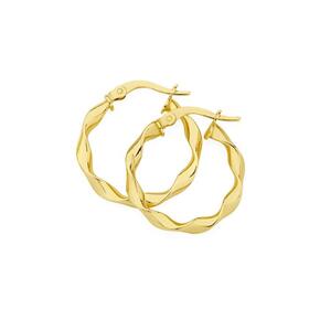9ct+Gold+2x15mm+Twist+Hoop+Earrings