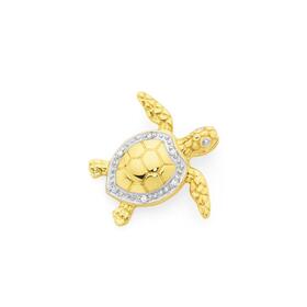 9ct+Gold+Diamond+Turtle+Pendant