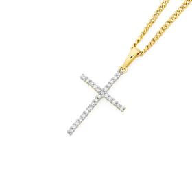 9ct-Gold-Diamond-Cross-Pendant on sale