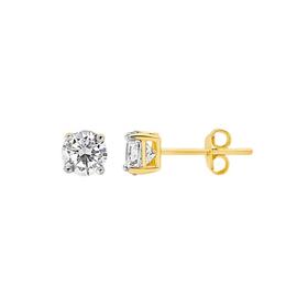 9ct+Gold+Cubic+Zirconia+Stud+Earrings