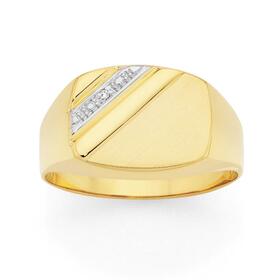 9ct-Gold-Diamond-Signet-Mens-Ring on sale