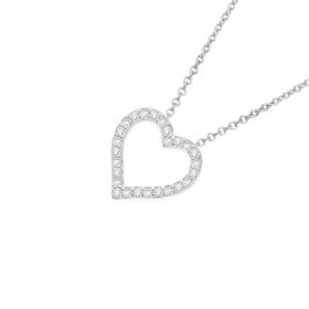Sterling-Silver-45cm-Cubic-Zirconia-Open-Heart-Necklace on sale