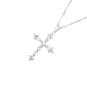Sterling-Silver-Large-Cubic-Zirconia-Cross-Pendant on sale