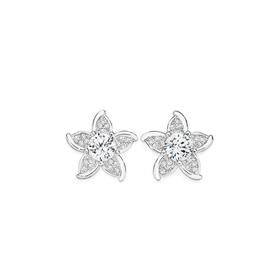 Sterling-Silver-Cubic-Zirconia-Petal-Flower-Studs on sale