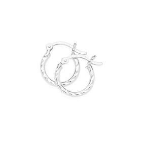 Steling+Silver+2x14mm+Diagonal+Dia-Cut+Hoops