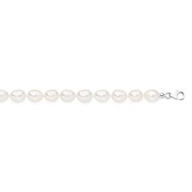 Sterling+Silver+20cm+6-6.5mm+Knotted+Rice+Freshwater+Pearl+Bracelet