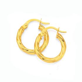 9ct+Gold+2.5x10mm+Twist+Hoop+Earrings