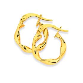9ct+Gold+3x10mm+Twist+Hoop+Earrings