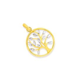 9ct-Gold-Two-Tone-Tree-of-Life-Circle-Pendant on sale