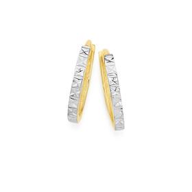 9ct-Gold-Two-Tone-11mm-Sparkle-Huggie-Earrings on sale