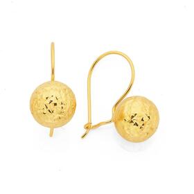 9ct-Gold-8mm-Diamond-Cut-Euroball-Earrings on sale