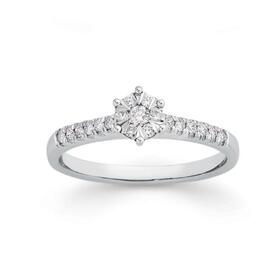 9ct-White-Gold-Diamond-Cluster-Ring on sale
