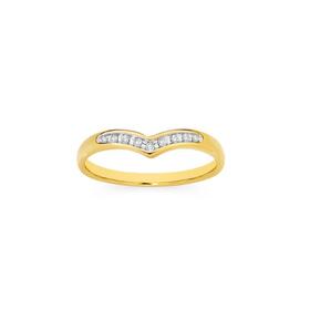 9ct+Gold+Diamond+V+Shape+Band