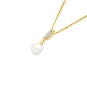 9ct-Gold-Cultured-Freshwater-Pearl-Diamond-Slider-Pendant on sale