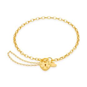 9ct-Gold-19cm-Hollow-Belcher-Padlock-Bracelet on sale
