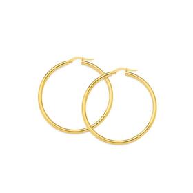 9ct+Gold+2.5x40mm+Polished+Hoop+Earrings