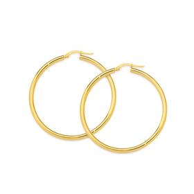 9ct+Gold+50mm+Polished+Hoop+Earrings