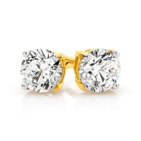 9ct+Gold+Cubic+Zirconia+Stud+Earrings