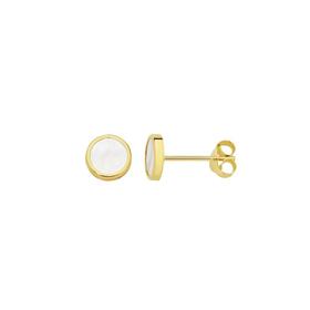 9ct-Gold-Round-Mother-of-Pearl-Stud-Earrings on sale