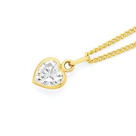 9ct-Gold-Cubic-Zirconia-Heart-Pendant on sale