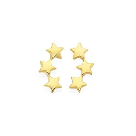 9ct-Gold-Triple-Star-Stud-Earrings on sale