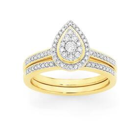 9ct-Gold-Diamond-Bridal-Set on sale