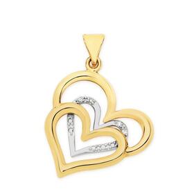 9ct-Gold-Diamond-Triple-Heart-Pendant on sale